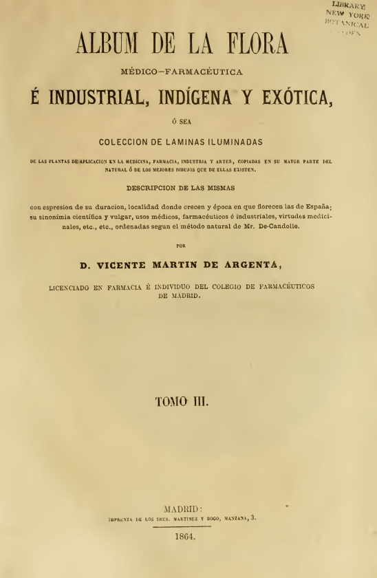 1864_Albún de la flora, tomo III, Vicente Martín Argenta